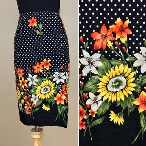 Vintage 80s Kathi Lee Polka Dot Floral Wrap Skirt